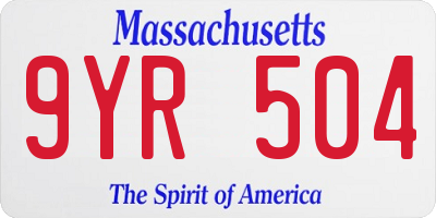 MA license plate 9YR504