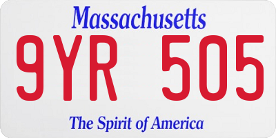 MA license plate 9YR505