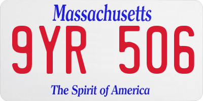 MA license plate 9YR506