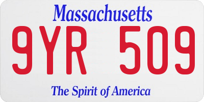 MA license plate 9YR509