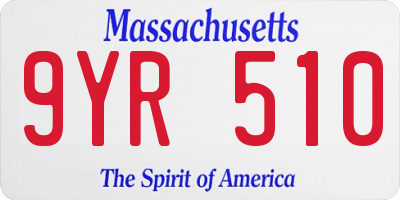 MA license plate 9YR510