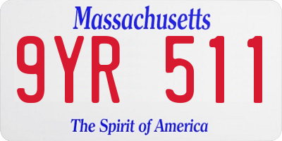 MA license plate 9YR511