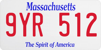 MA license plate 9YR512