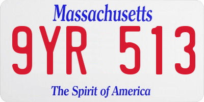 MA license plate 9YR513