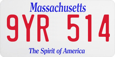 MA license plate 9YR514