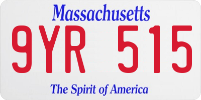 MA license plate 9YR515