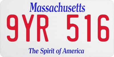 MA license plate 9YR516