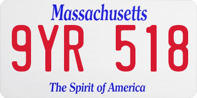 MA license plate 9YR518