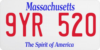 MA license plate 9YR520