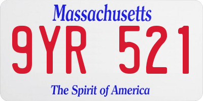 MA license plate 9YR521