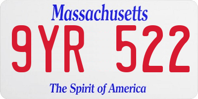MA license plate 9YR522