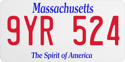 MA license plate 9YR524