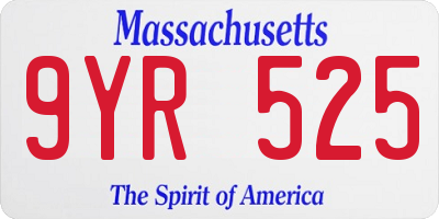 MA license plate 9YR525