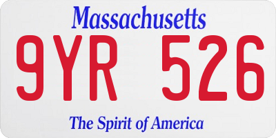 MA license plate 9YR526