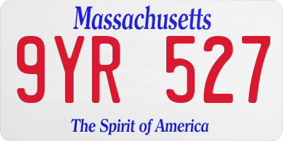 MA license plate 9YR527