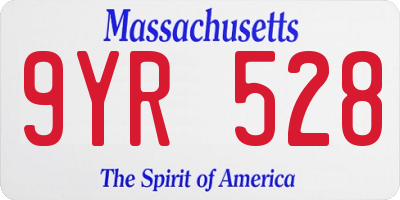 MA license plate 9YR528