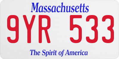 MA license plate 9YR533