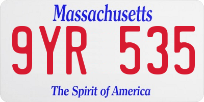 MA license plate 9YR535