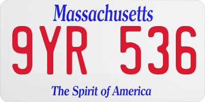 MA license plate 9YR536