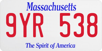 MA license plate 9YR538