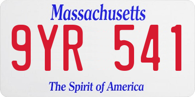 MA license plate 9YR541