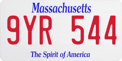 MA license plate 9YR544