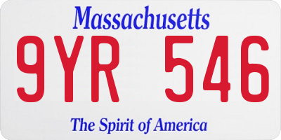 MA license plate 9YR546