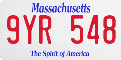 MA license plate 9YR548