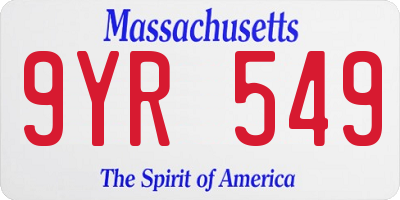 MA license plate 9YR549