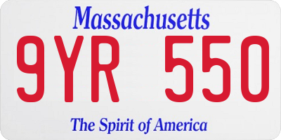 MA license plate 9YR550
