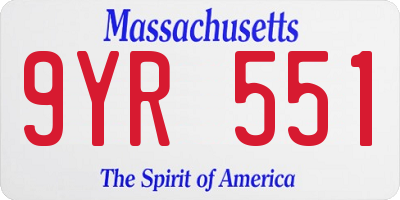 MA license plate 9YR551
