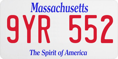 MA license plate 9YR552