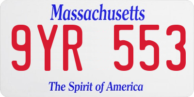 MA license plate 9YR553