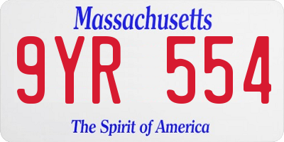 MA license plate 9YR554