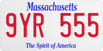 MA license plate 9YR555