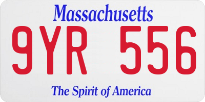 MA license plate 9YR556