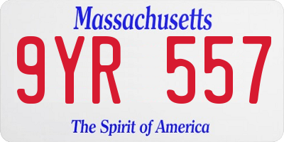MA license plate 9YR557