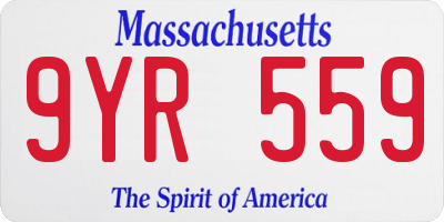 MA license plate 9YR559