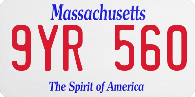 MA license plate 9YR560