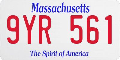 MA license plate 9YR561