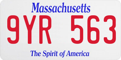 MA license plate 9YR563