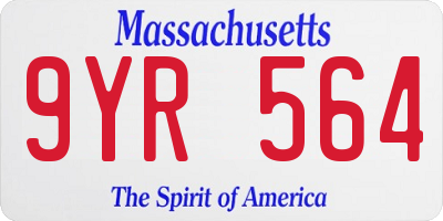 MA license plate 9YR564