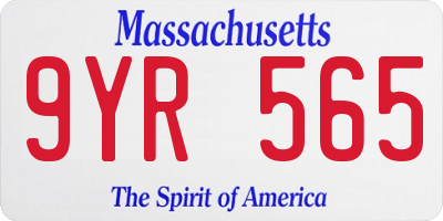 MA license plate 9YR565