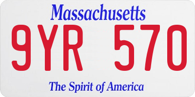 MA license plate 9YR570