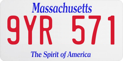 MA license plate 9YR571