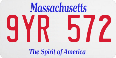 MA license plate 9YR572
