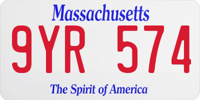 MA license plate 9YR574