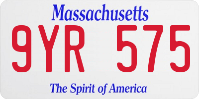 MA license plate 9YR575
