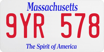 MA license plate 9YR578