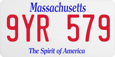 MA license plate 9YR579
